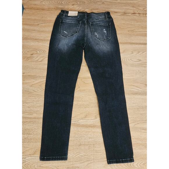 NEW KanCan Skinny Stretch Jeans Dark Blue Wash Distressed High Rise Size 11/29 - Picture 2 of 10